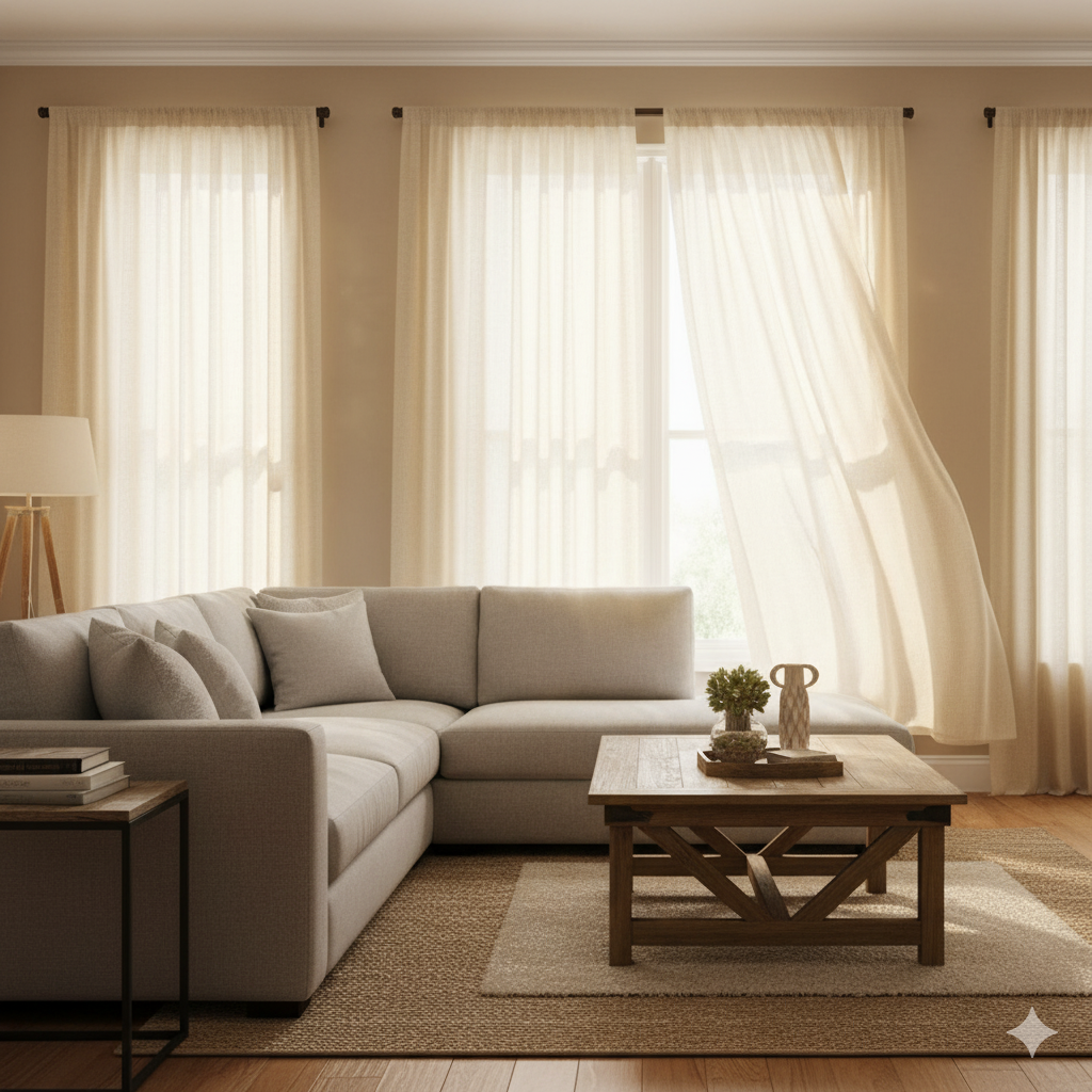 Swap Old Curtains to Linen Drapes